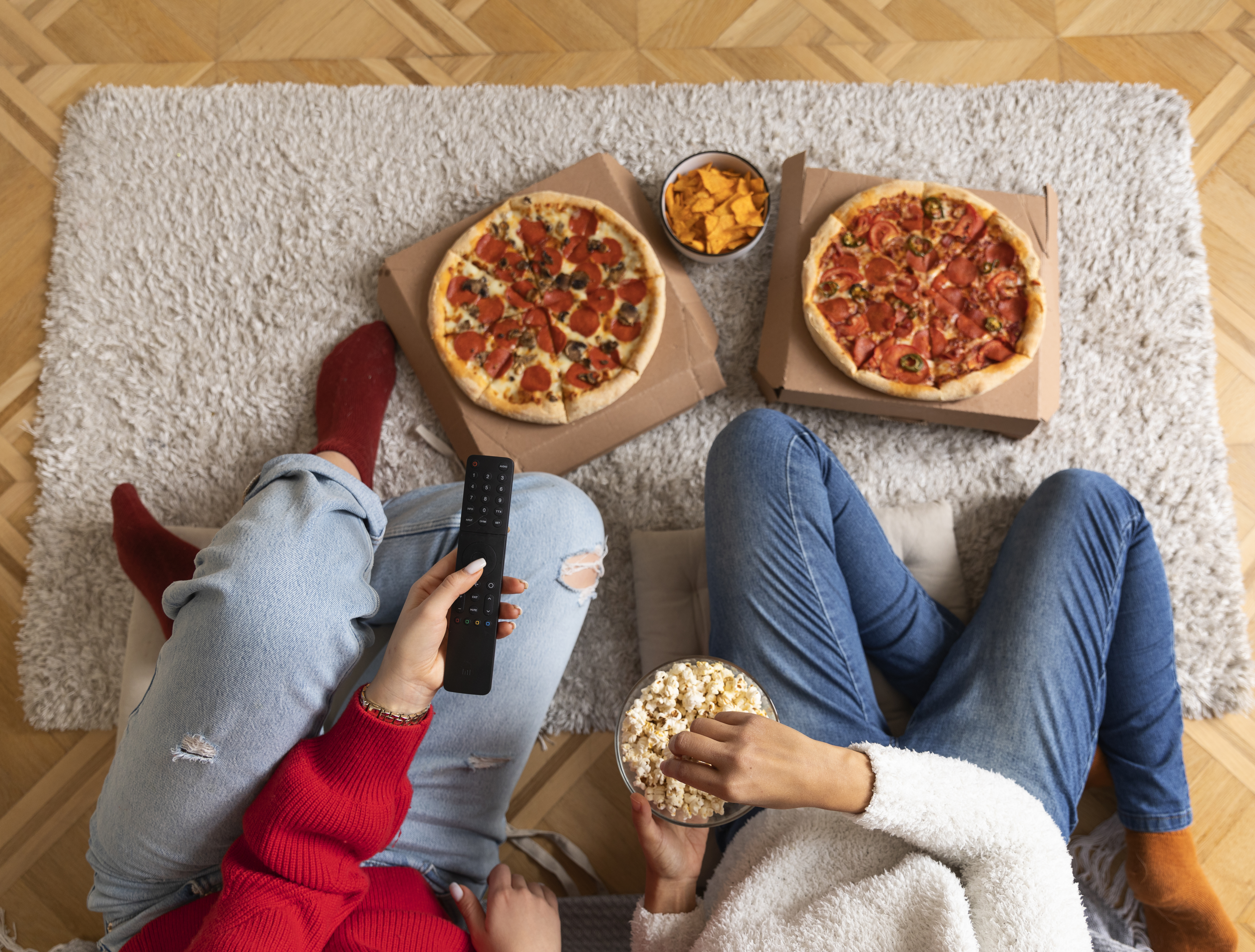 savoury snacks and a couch