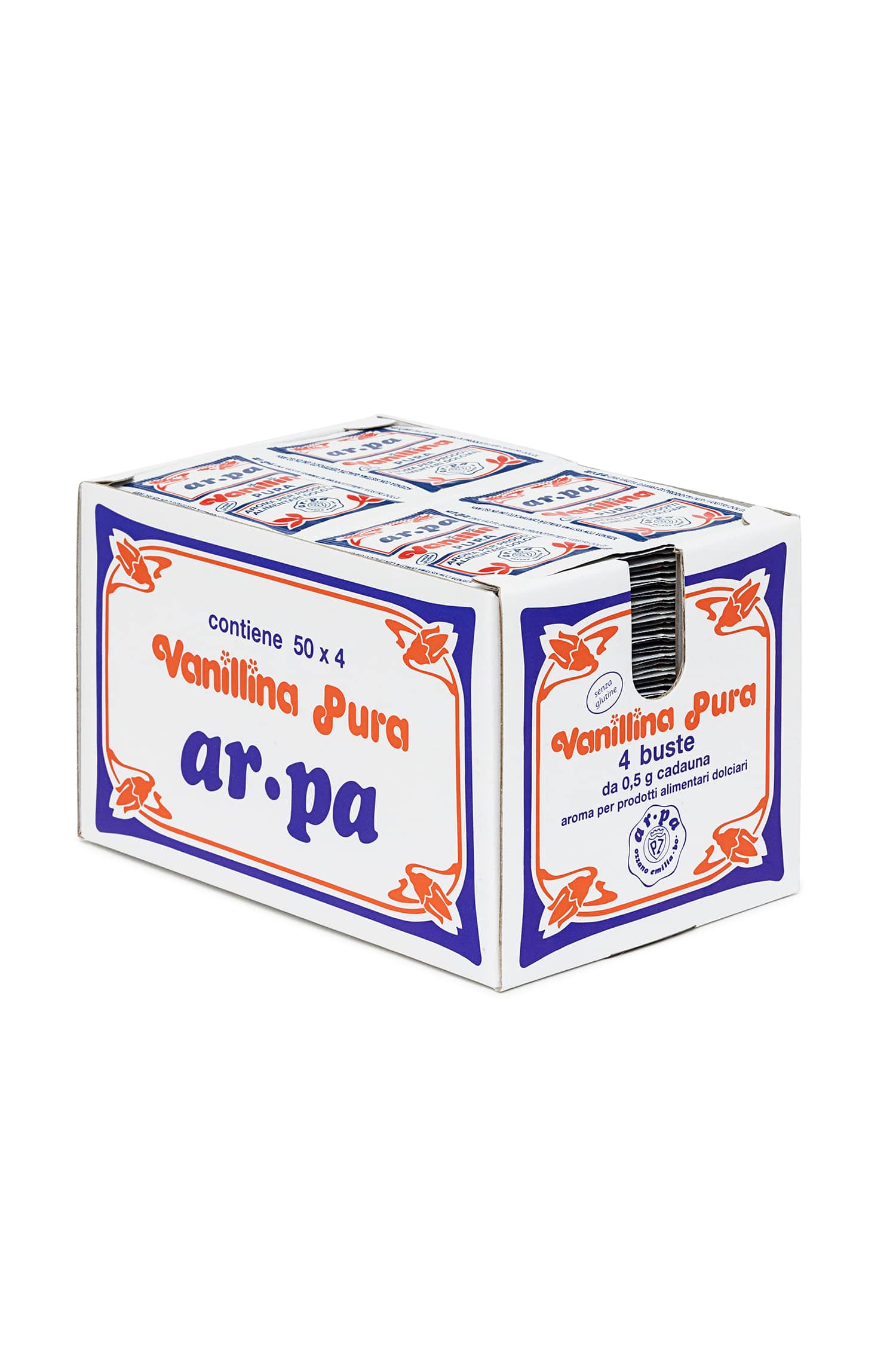 Packaging del producto Vainillina pura 50 sobres cuádruples