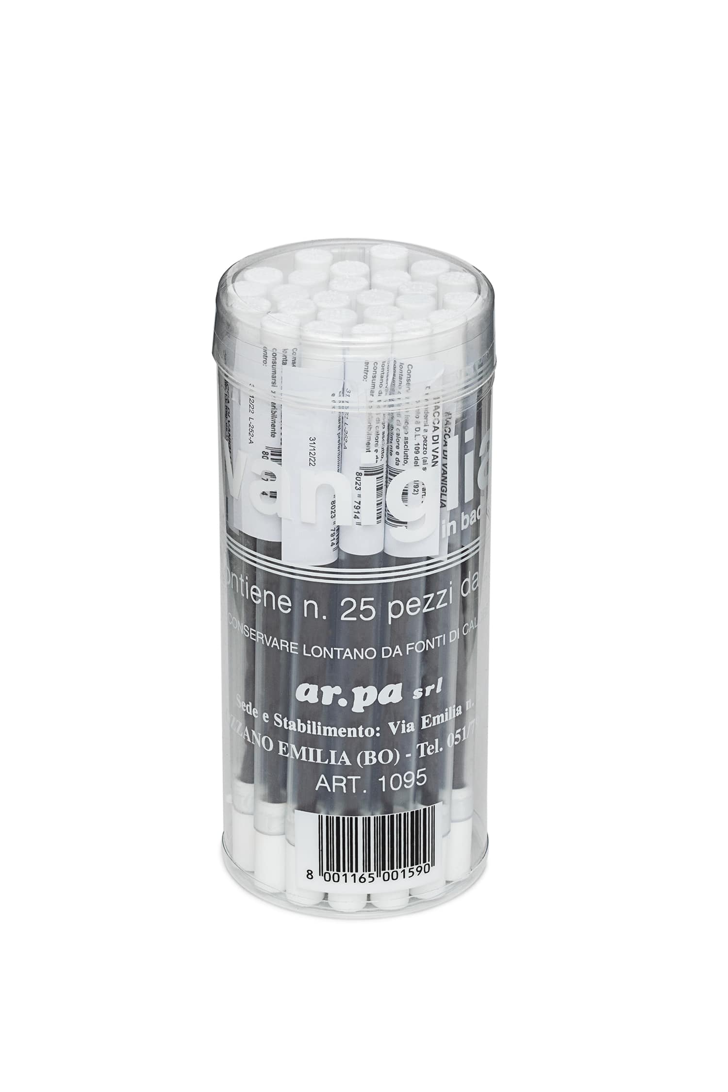 Packaging del producto Vainilla en vainas – 25 tubos