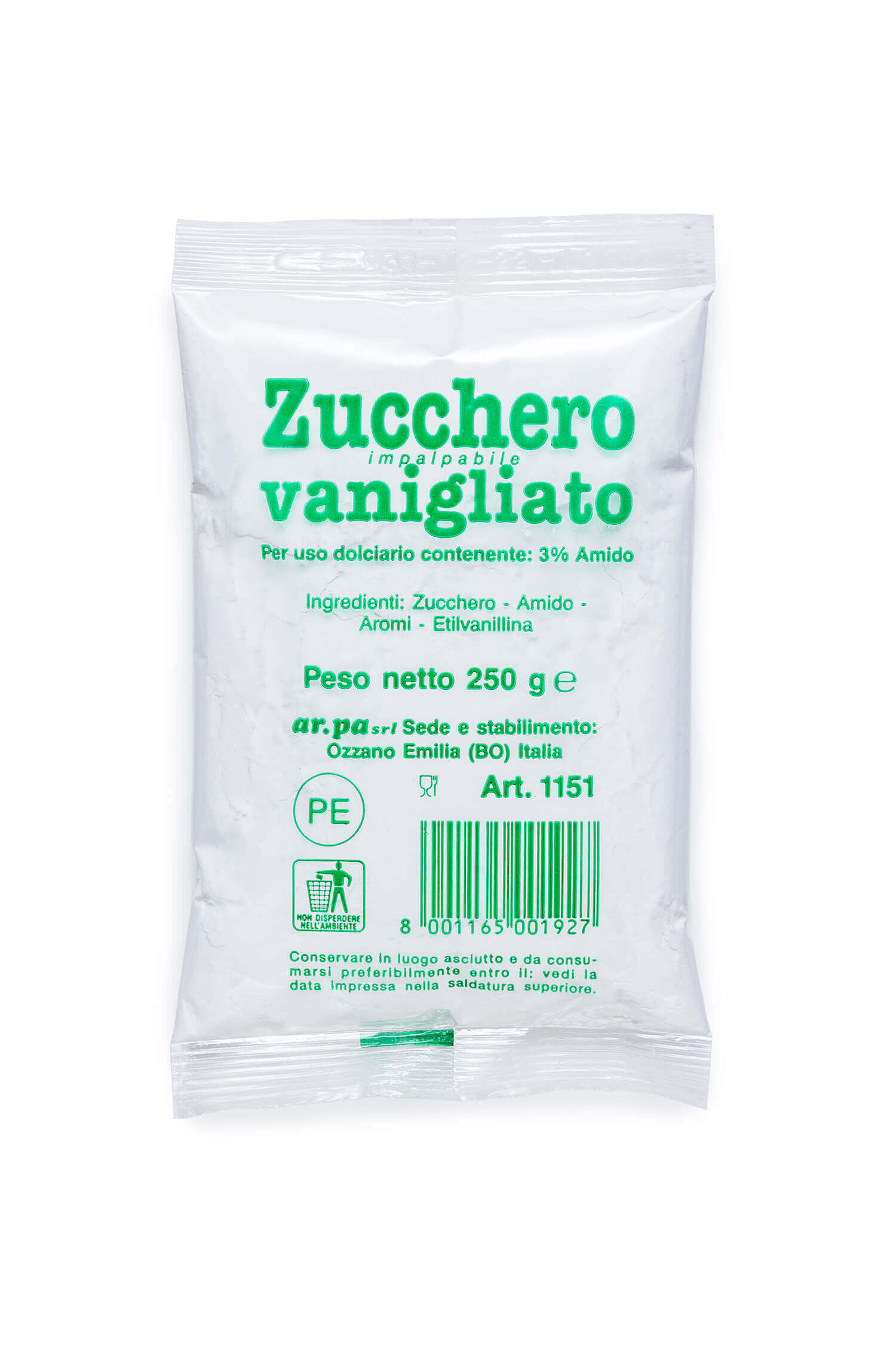 Packaging del producto Azúcar impalpable vainillado oscuro