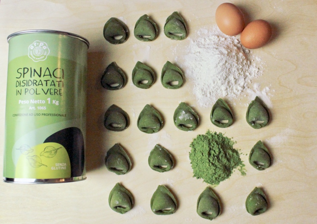 Green Spinach Tortelloni stuffed with Ricotta and Stracchino