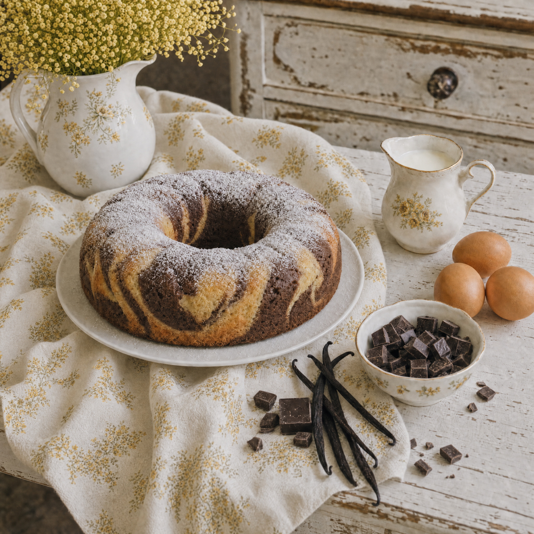 Ciambella marmorizzata vaniglia e cacao